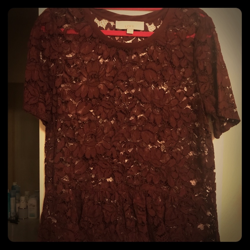 Ann Taylor Loft Lace Peplum Top